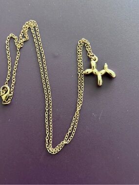 Shiny Gold Tone Balloon Animal Pendant Necklace
